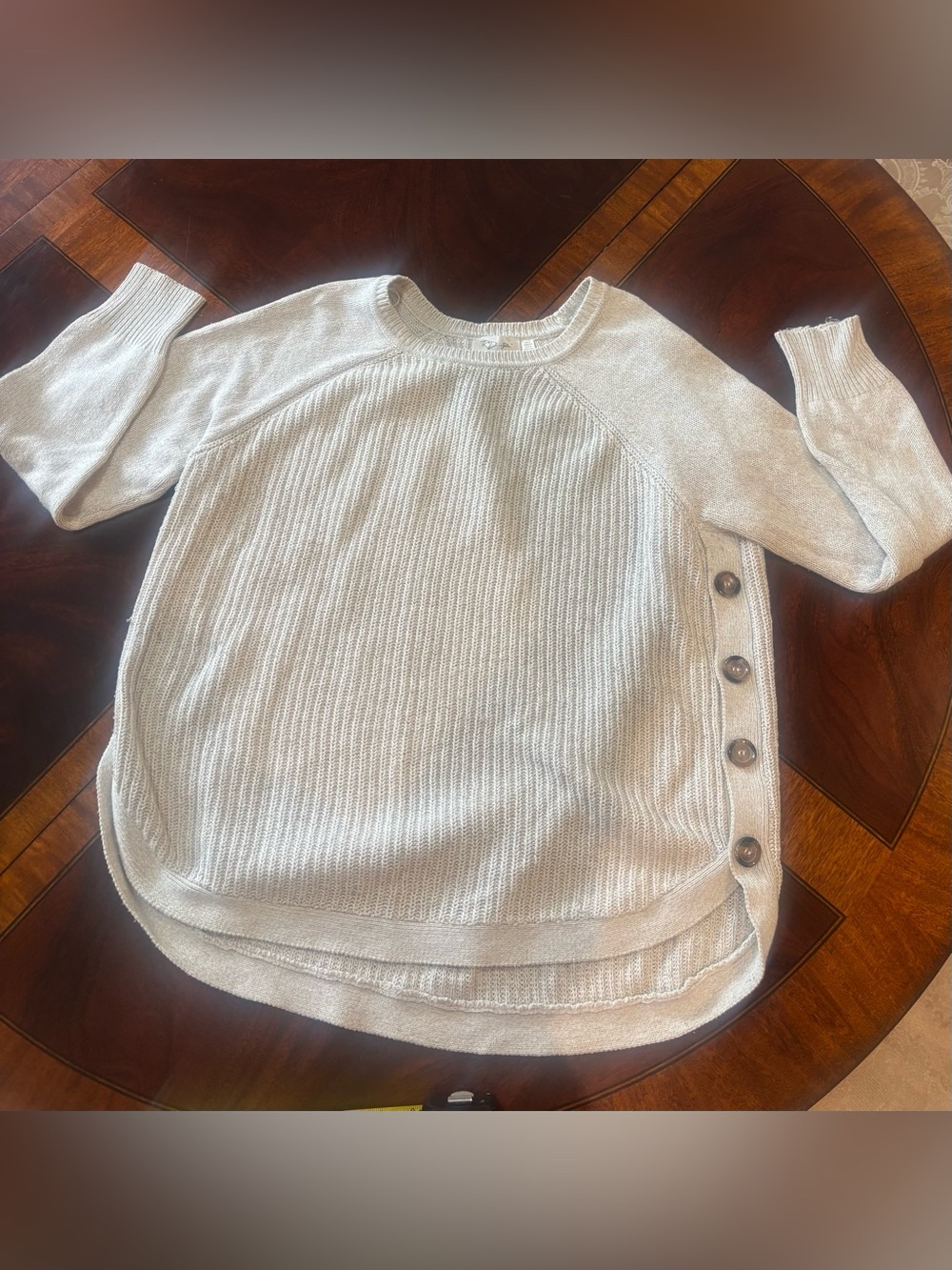 RD Style Cream Ribbed Rowca Side Button Tunic Sweater XXL Plus
